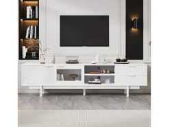 Suporte para TV Branco - Suporte para TV com 2 Portas e 2 Gavetas - Armário Aberto - para Sala de Estar