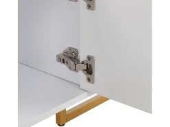 Suporte para TV branco - Suporte para TV para sala de estar com 2 portas texturadas e 4 gavetas - puxadores e pés dourados