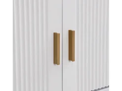 Suporte para TV branco - Suporte para TV para sala de estar com 2 portas texturadas e 4 gavetas - puxadores e pés dourados