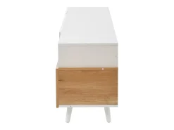 Suporte para TV branco brilhante - Suporte para TV com 2 portas e 1 gaveta - 2 espaços de arrumação semi-abertos
