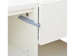 Suporte para TV branco brilhante - Suporte para TV com 2 portas e 1 gaveta - 2 espaços de arrumação semi-abertos