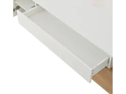 Suporte para TV branco brilhante - Suporte para TV com 2 portas e 1 gaveta - 2 espaços de arrumação semi-abertos