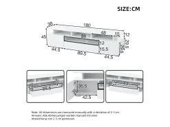Suporte para TV branco brilhante - Suporte para TV com 2 portas e 1 gaveta - Iluminação LED e espaço de arrumação aberto