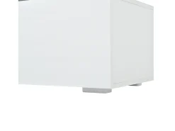 Suporte para TV branco brilhante - Suporte para TV com 2 portas e 1 gaveta - Iluminação LED e espaço de arrumação aberto