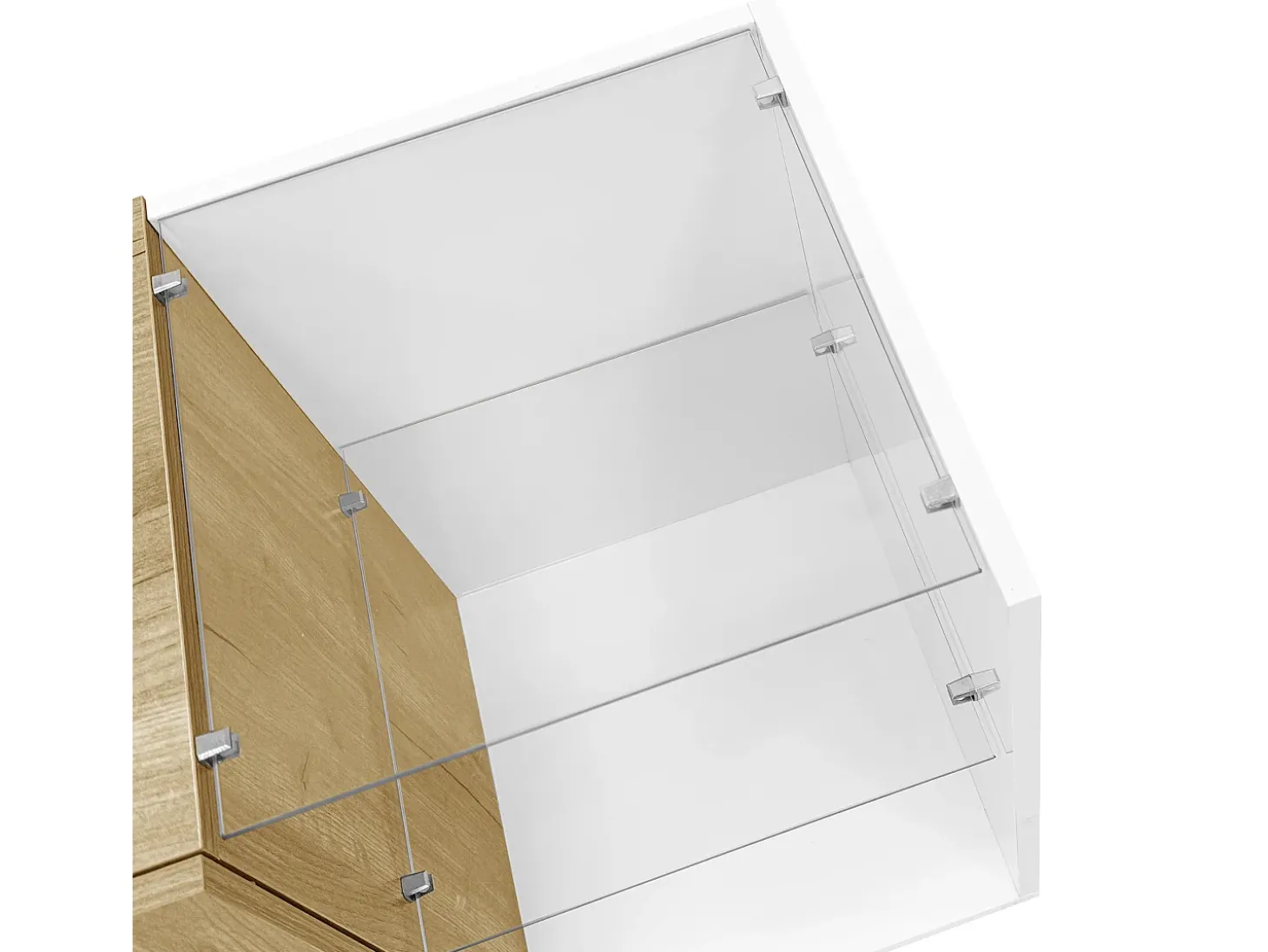 Suporte para TV Branco Brilhante - Suporte para TV com 2 portas e 3 compartimentos de arrumação abertos - prateleiras em vidro