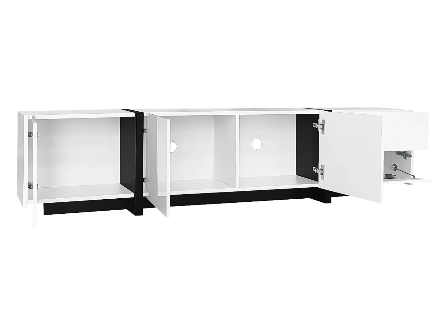 Suporte para TV branco brilhante - Suporte para TV com 1 gaveta e 4 portas - com iluminação LED - para sala de estar