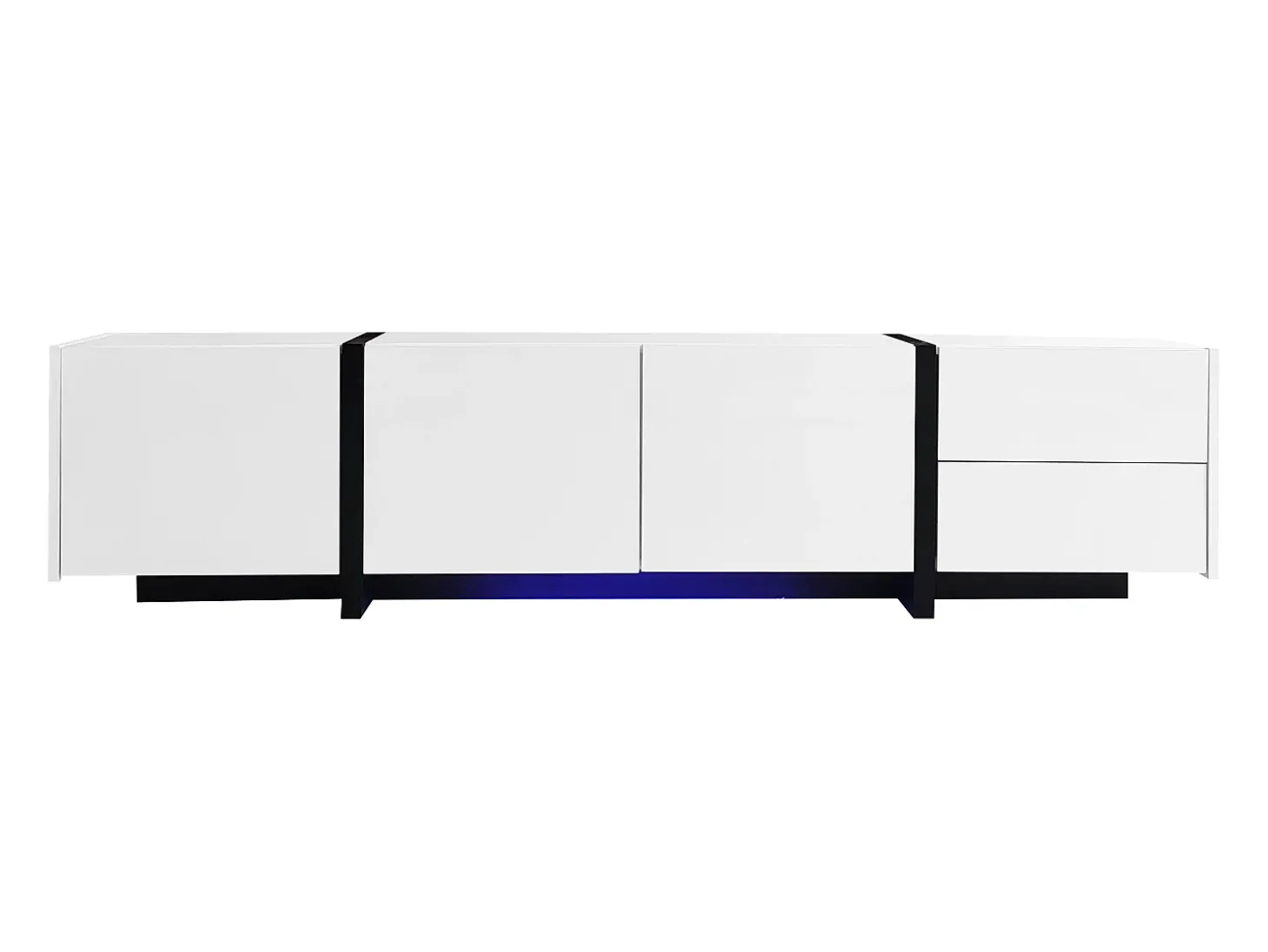 Suporte para TV branco brilhante - Suporte para TV com 1 gaveta e 4 portas - com iluminação LED - para sala de estar