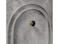 Suporte para TV cinzento com 4 portas arqueadas - Suporte para TV moderno - Pernas pretas - para sala de estar e escritório