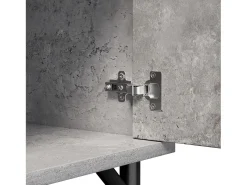Suporte para TV cinzento com 4 portas arqueadas - Suporte para TV moderno - Pernas pretas - para sala de estar e escritório