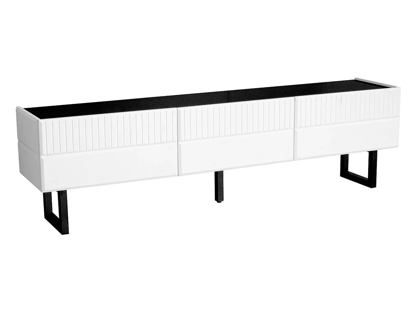 Suporte para TV com 3 gavetas - Design clássico em preto e branco - Tampo com acabamento brilhante