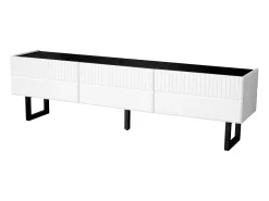 Suporte para TV com 3 gavetas - Design clássico em preto e branco - Tampo com acabamento brilhante