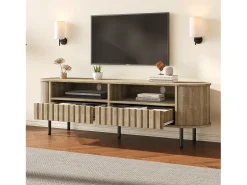 Suporte para TV com 2 gavetas - Madeira MDF - Cor natural da madeira