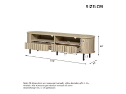 Suporte para TV com 2 gavetas - Madeira MDF - Cor natural da madeira