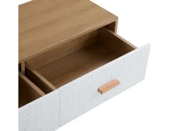 Suporte para TV com 3 gavetas - Painel da porta texturado branco - Cor natural 150x35x39cm