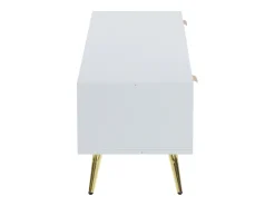 Suporte para TV com 1 gaveta e 2 portas - Padrão colmeia - Pés em metal - Branco