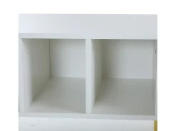 Suporte para TV com 1 gaveta e 2 portas - Padrão colmeia - Pés em metal - Branco