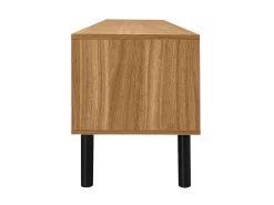 Suporte para TV com 4 portas e pés de madeira maciça, ideal para sala de estar e quarto, 170x38x47cm, nas cores preto e natural.