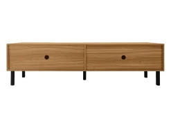 Suporte para TV com 4 portas e pés de madeira maciça, ideal para sala de estar e quarto, 170x38x47cm, nas cores preto e natural.