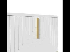 Suporte para TV com 4 portas, pés dourados - Porta texturada - Branco