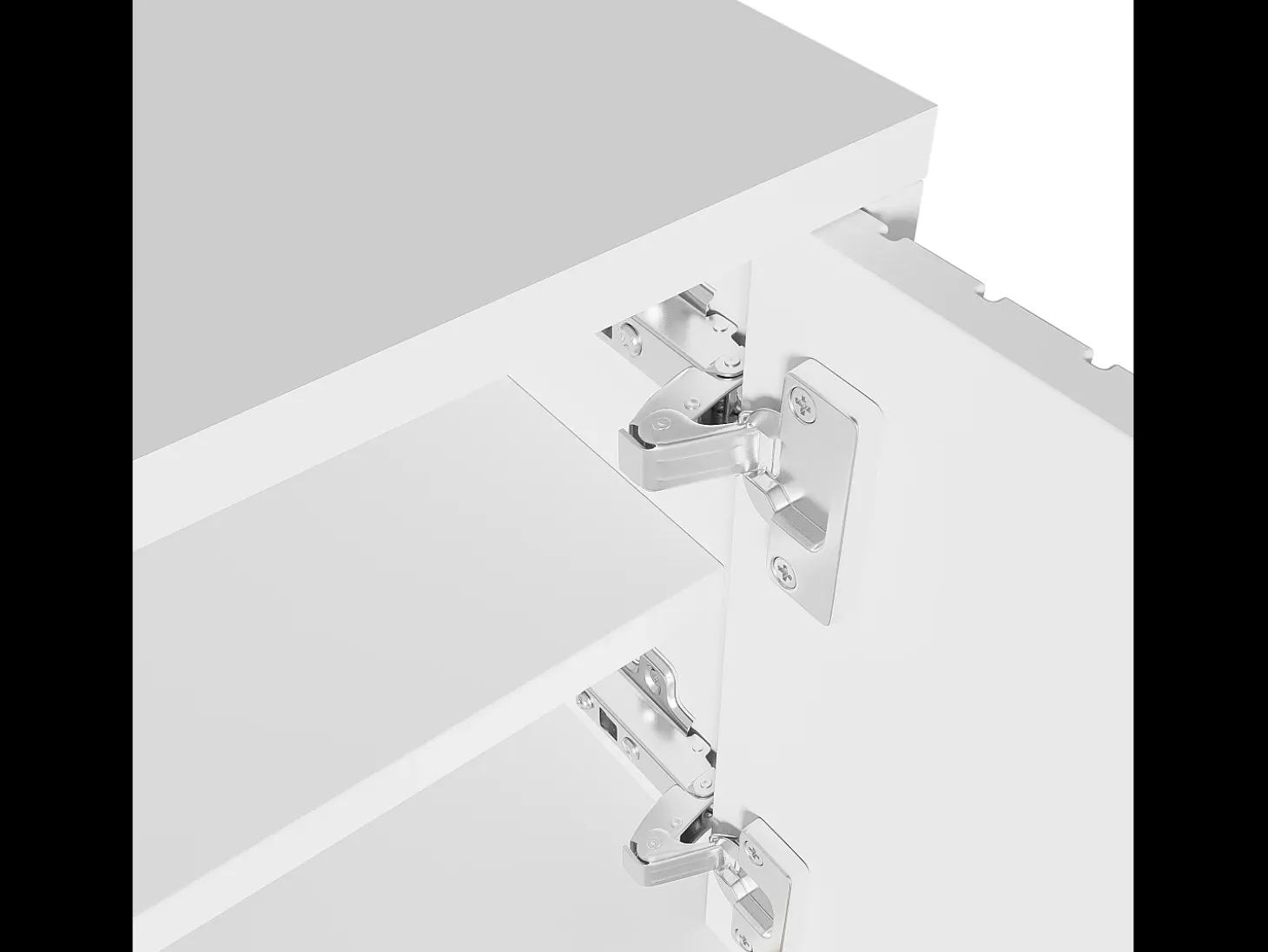 Suporte para TV com 4 portas, pés dourados - Porta texturada - Branco