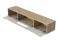 Suporte para TV com 3 portas e iluminação LED - Branco brilhante e natural