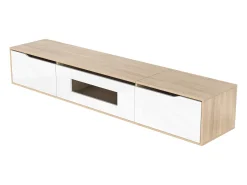 Suporte para TV com 3 portas e iluminação LED - Branco brilhante e natural