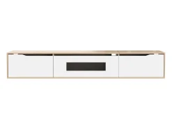 Suporte para TV com 3 portas e iluminação LED - Branco brilhante e natural