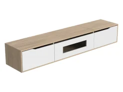 Suporte para TV com 3 portas e iluminação LED - Branco brilhante e natural