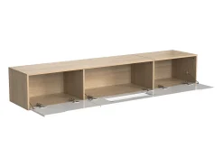 Suporte para TV com 3 portas e iluminação LED - Branco brilhante e natural