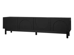 Suporte para TV com 4 portas curvas em formato de onda - Preto