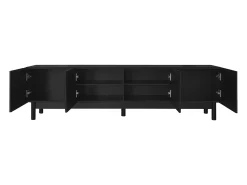 Suporte para TV com 4 portas curvas em formato de onda - Preto