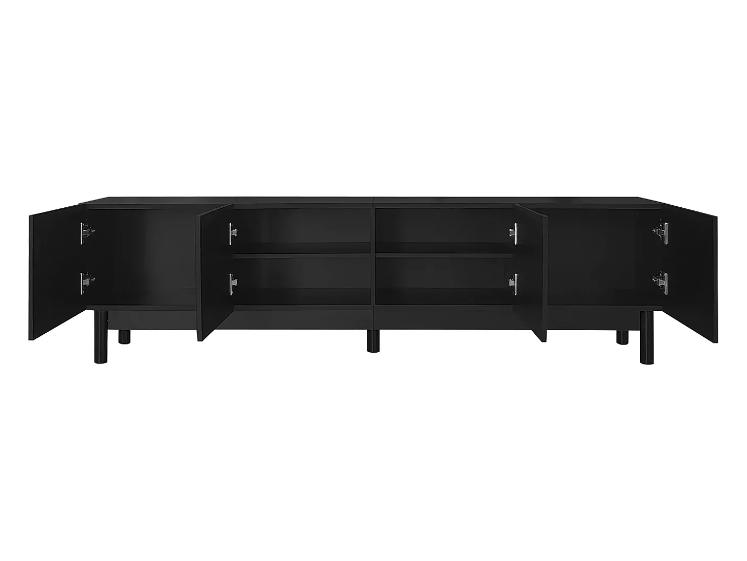 Suporte para TV com 4 portas curvas em formato de onda - Preto