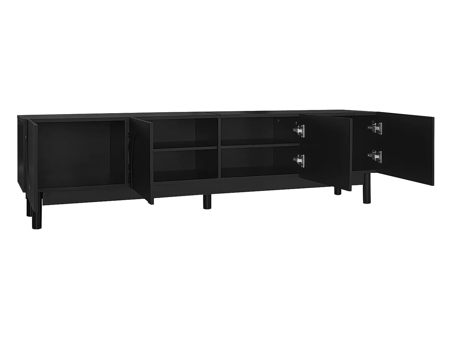 Suporte para TV com 4 portas curvas em formato de onda - Preto