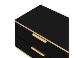 Suporte para TV com 2 portas e 2 gavetas - puxadores e pés dourados - Preto