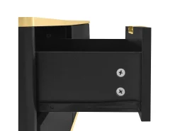 Suporte para TV com 2 portas e 2 gavetas - puxadores e pés dourados - Preto