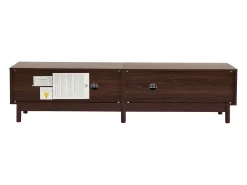 Suporte para TV com 2 portas e 4 gavetas, gestão de cabos, castanho