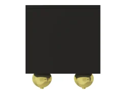 Suporte para TV com 4 portas texturadas e pés redondos dourados - Madeira PB - Preto