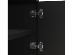 Suporte para TV com 4 portas texturadas e pés redondos dourados - Madeira PB - Preto