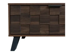 Suporte para TV com 2 portas e 2 compartimentos abertos - Acabamento em madeira escura 160,5 x 35,5 x 45 cm