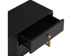 Suporte para TV com 2 portas e 4 gavetas - Pés em metal dourado - Preto