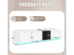 Suporte para TV com 2 portas e 1 gaveta - Design em blocos preto e branco