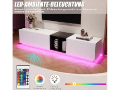Suporte para TV com 2 portas e 1 gaveta - Design em blocos preto e branco