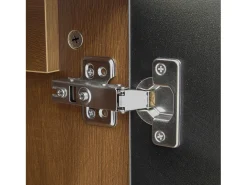 Suporte para TV com 4 portas - Acabamento em preto brilhante - Cor da madeira 180 x 38 x 50 cm