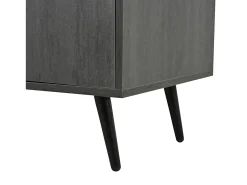Suporte para TV com 3 portas - Porta de vidro - Acabamento em madeira cinza