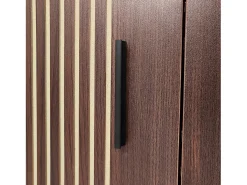 Suporte para TV com 4 portas e iluminação LED - Madeira MDF e vidro - Castanho