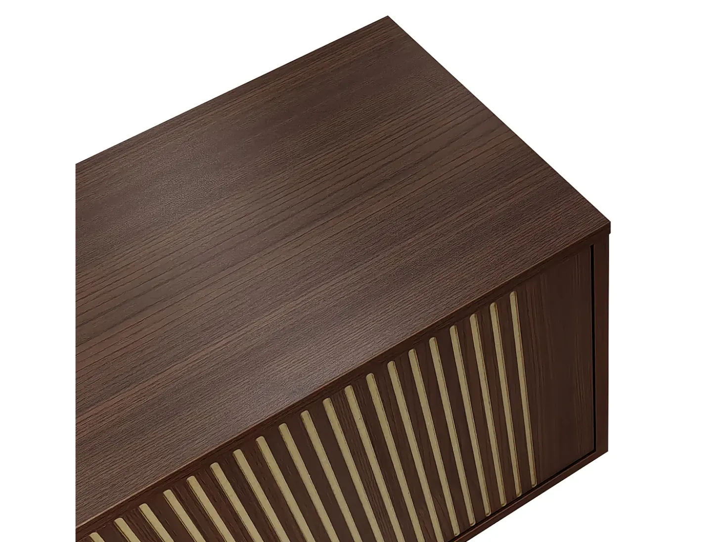 Suporte para TV com 4 portas e iluminação LED - Madeira MDF e vidro - Castanho