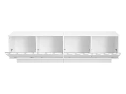 Suporte para TV com 4 portas e design ondulado - Branco 170x40x45 cm