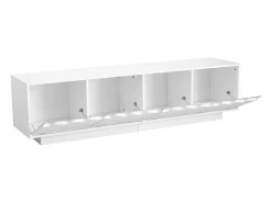 Suporte para TV com 4 portas e design ondulado - Branco 170x40x45 cm