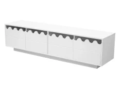 Suporte para TV com 4 portas e design ondulado - Branco 170x40x45 cm