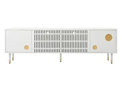 Suporte para TV com 4 portas, porta gradeada, branco